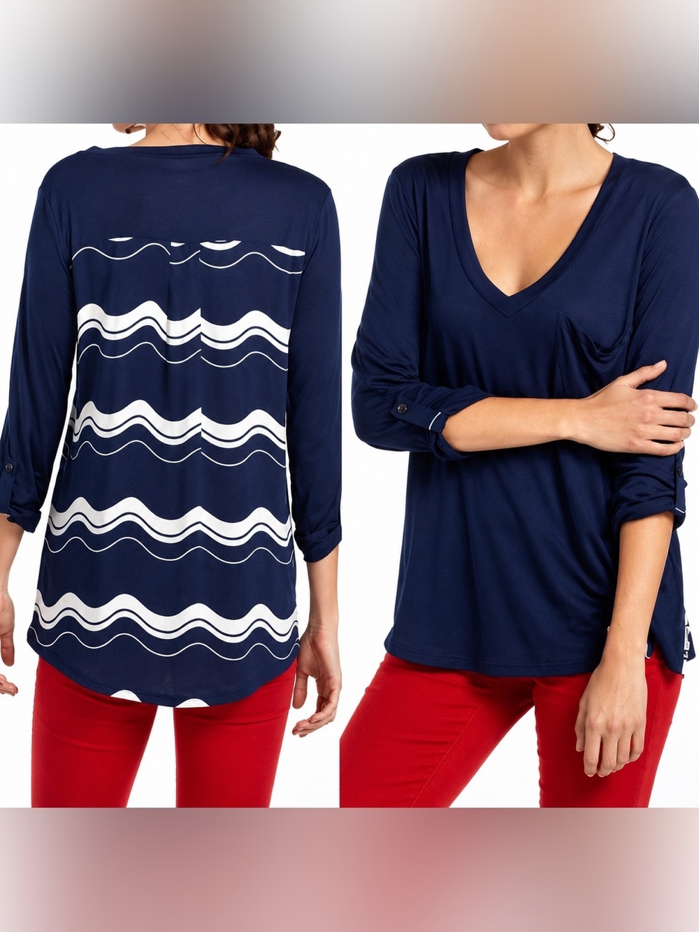 Anthropology porridge NWT navy top, medium